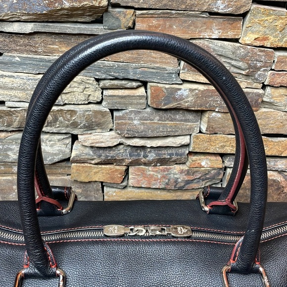 MCM Boston Bag In Black & Red Leather With Silver Hardware 🔥 - Picture 3 of 17